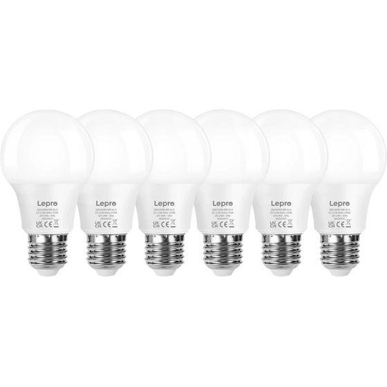 LEPRO ����� LED 100089-WW-EU-6, E27, A60, 8,5 W (60 W), 806 lm, 2700 K (�����), 180�, ���������� 6 �������� - (EAN100089-WW-EU-6)