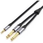 VENTION Cotton Braided TRS 3.5mm Male to 2*6.5mm Male Audio Cable 5M Gray Aluminum Alloy Type - (BARHJ)