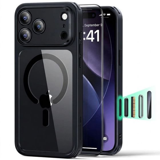 ESR - Classic Hybrid HaloLock + Screen Protector - iPhone 18 Pro / iPhone 17 Pro - Clear Black