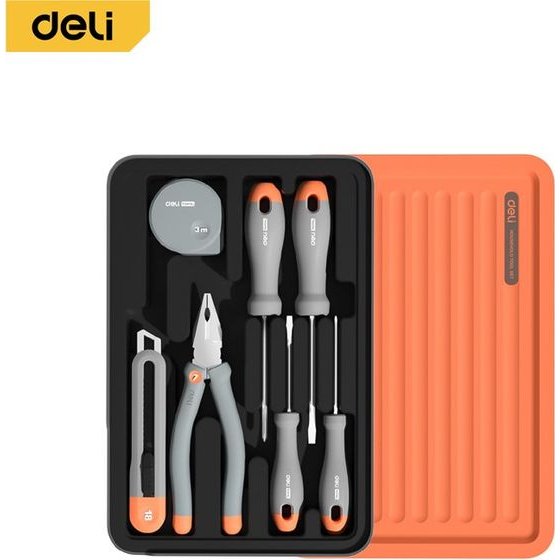 DELI 34 Pcs Stackable Household Tool Set 305x205x6MM GREY/Orange - (H1001-E)