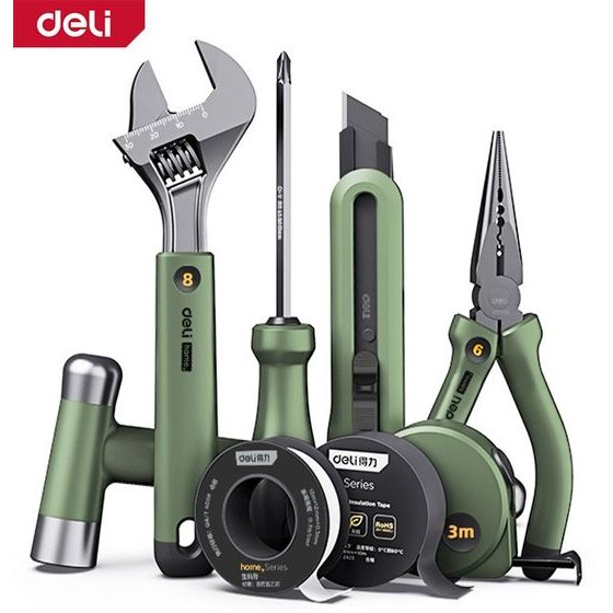 DELI Home Series Hand Tool Kit 8PCs Green - (EHT0008L)
