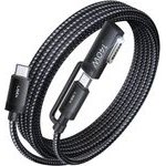 Lisen - Data Cable 3in1 - Type-C To Type-C, Magnetic, 140W, 480Mbps, Nylon Braided, 6.6ft - Gray - (YL0124070021)