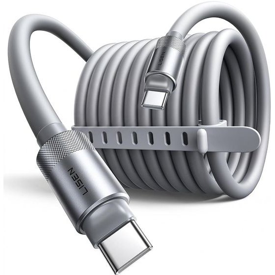 Lisen - Data Cable L115 - Type-C To Type-C, Fast Charging, 100W, 480Mbps, Aluminum Alloy, Silicone, 3m - Grey - (YL0126010031)