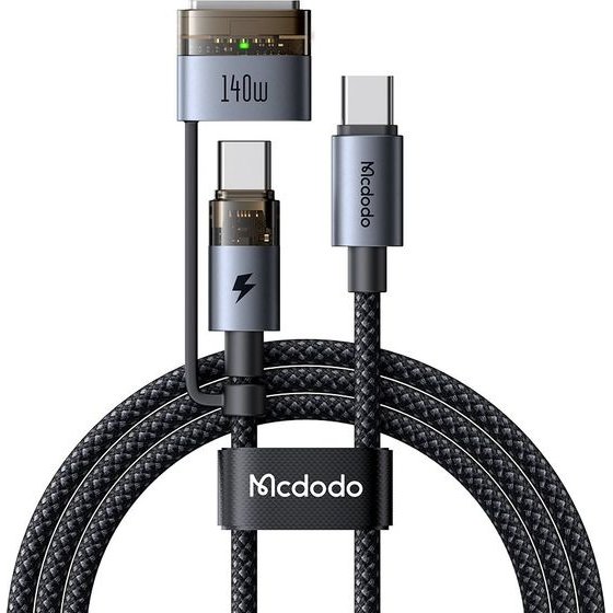 Mcdodo - 2in1 Data Cable - Type-C To USB-C + Magsafe 3, 240W, Led Indicator, 2m - Black - (CA-8860)
