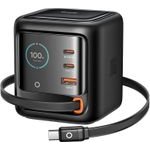 Mcdodo - Charger Freego Series - With Retractable USB-C Cable, 2x USB-C + 1x USB-A, 100W, GaN, Digital Display - Black - (CH-1391)