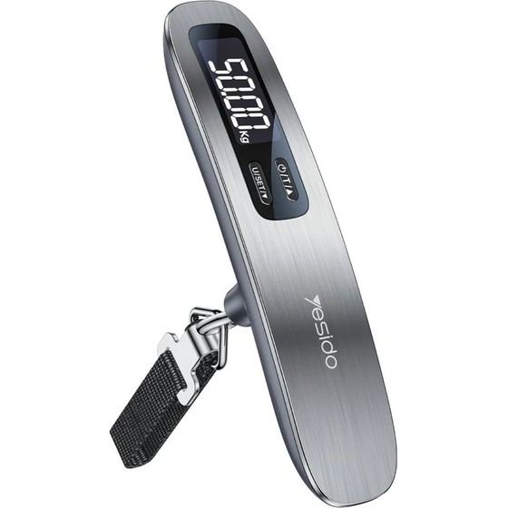 Yesido - Luggage Scale - With Lcd Display, 50kg Capacity, 3 Units (kg/lb/oz), Durable Strap, T-Type, CR2032 - Gray - (MG41)