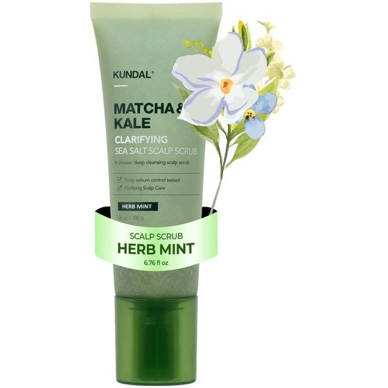 KUNDAL Matcha & Kale Clarifying Sea Salt Scalp Scrub Herb Mint - (KUN-49)