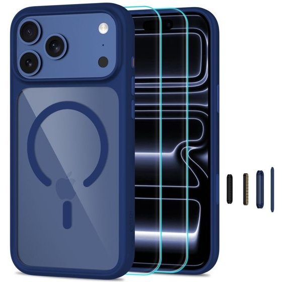 Tech-Protect Magone Magsafe Cc + Glass 2-Pack Iphone 17 Pro / 18 Pro Deep BLUE/CLEAR