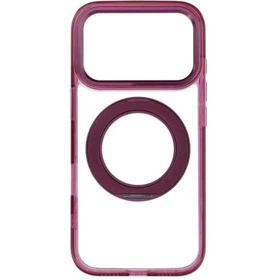 Case For Iphone 18 Pro / 17 Pro Frame Circle Stand Compatible With Magsafe Dark Cherry OEM