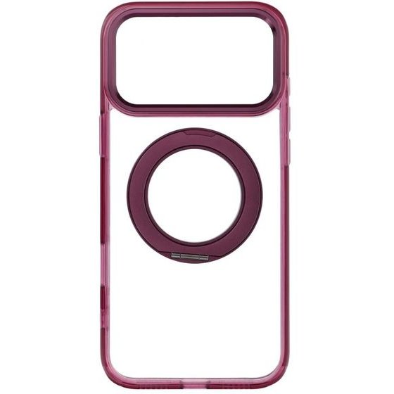 Case For Iphone 18 Pro Max / 17 Pro Max Frame Circle Stand Compatible With Magsafe Dark Cherry OEM