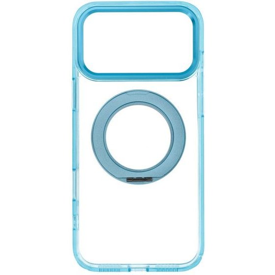 Case For Iphone 18 Pro Max / 17 Pro Max Frame Circle Stand Compatible With Magsafe Light Blue OEM