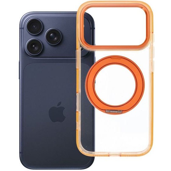 Case For Iphone 18 Pro Max / 17 Pro Max Frame Circle Stand Compatible With Magsafe Orange OEM