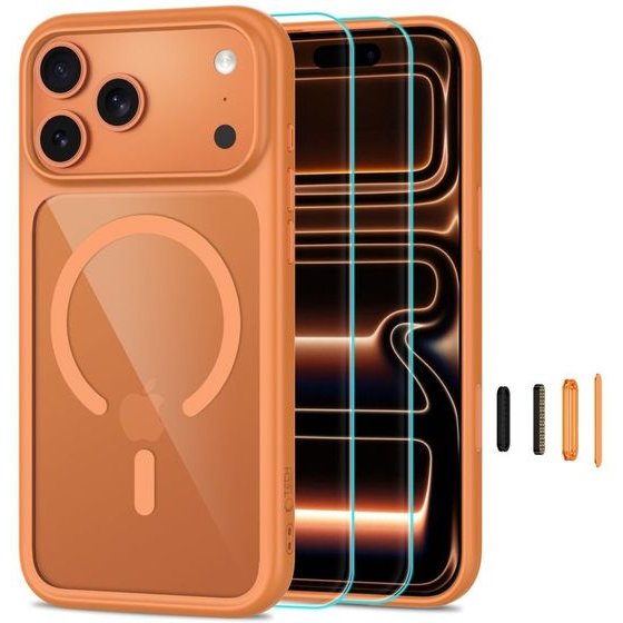 Tech-Protect Magone Magsafe Cc + Glass 2-Pack Iphone 17 Pro / 18 Pro Cosmic ORANGE/CLEAR