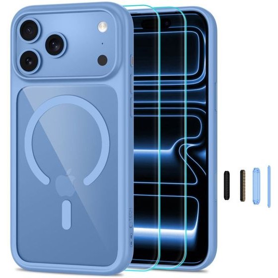 Tech-Protect Magone Magsafe Cc + Glass 2-Pack Iphone 17 Pro / 18 Pro Light BLUE/CLEAR