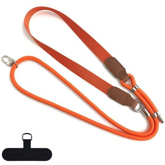Techsuit - Urbanloop (TLN9O) - Neck/Crossbody Wear, For Phone Cases, 100cm-140cm Length Adjustmen, Nylon + Pu - Dark Orange
