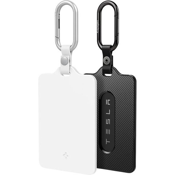 Spigen - (2 Pack) Card Holder (ACP11405) - For Tesla Key, Universal, With 2x Carabiner, 4x Protective Film - White / Black - (ACP11405;TO243)