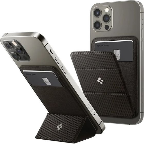 Spigen - Magnetic Wallet Magfit Smart Fold - 2 Cards Storage, Tri-Fold Slim Stand - Gunmetal - (AMP02766)