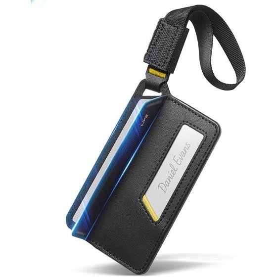 Spigen - Universal Luggage Tag LF510 - Premium Velo Leather, Secure Magnetic Closure, Double Lock Velcro - Black - (AHP09776)