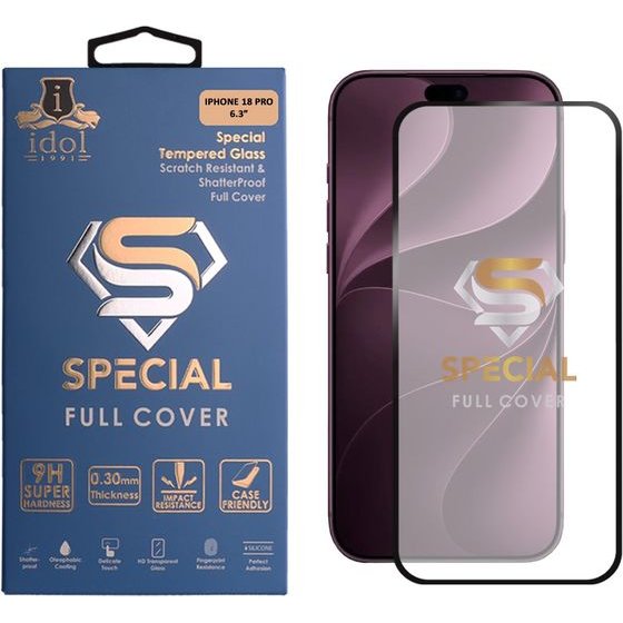 Idol 1991 Special Tempered Glass Iphone 18 Pro 6.3in 9H 0.25mm Full Cover Full Glue BLACK