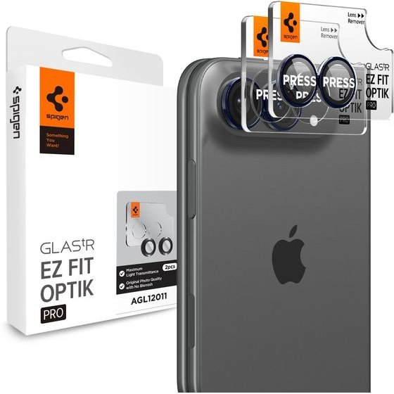 Spigen Glass Tr Ez Fit Optik Pro 2 Pack, Black - Iphone Duo - (AGL12011)