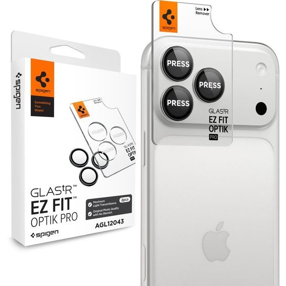 Spigen Glass Tr Ez Fit Optik Pro 2 Pack, Dark Gray - Iphone 18 Pro Max/18 Pro - (AGL12043)