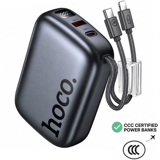 Hoco Power Bank 20000mAh PD20W Qc USB-C USB-A ��� ������������ ������� USB-C Lighting Led ���� �� ������������� Ccc - (Q55 Rock)