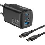 MAXBALL Charger T830 Gan Ii 3-Ports 65W Black With Cable Type-C To Type-C 100W 1.5m (Laptop / Tablet / Smartphone) - (OKT830-65W-CCA)