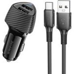 Borofone ��������� ����������� 2xUSB-A 17W �� ������� USB-A �� USB-C 1m ������ - (BZ31A Solid)