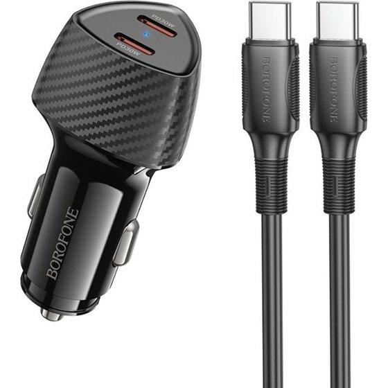 Borofone ��������� ����������� 2xUSB-C PD60W �� ������� USB-C �� USB-C 1m ������ - (BZ31D Solid)