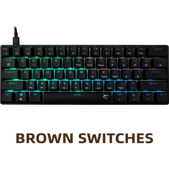 White Shark GK-004131 SHINOBI-2 Mech Keyboard Black Us Brown Switches - (SHINOBI-2-B-US-BROWN.SW)