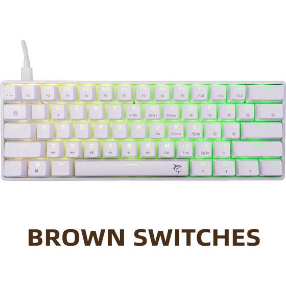 White Shark GK-004231 SHINOBI-2 Mech Keyboard White Us Brown Switches - (SHINOBI-2-W-US-BROWN.SW)