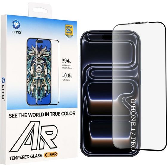 Lito - AR SE Tempered Glass - iPhone 18 Pro / iPhone 17 Pro - Black