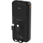 Wozinsky 20000mAh 22.5W PD20W Powerbank With Built-In Lightning And USB-C Cables - Black 5907769388071 - (WFC-15B)