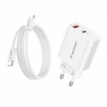 Wozinsky 20W USB-A USB-C Wall Charger With 1m USB-C - USB-C Cable - White 5907769388149 - (WLS-20W)