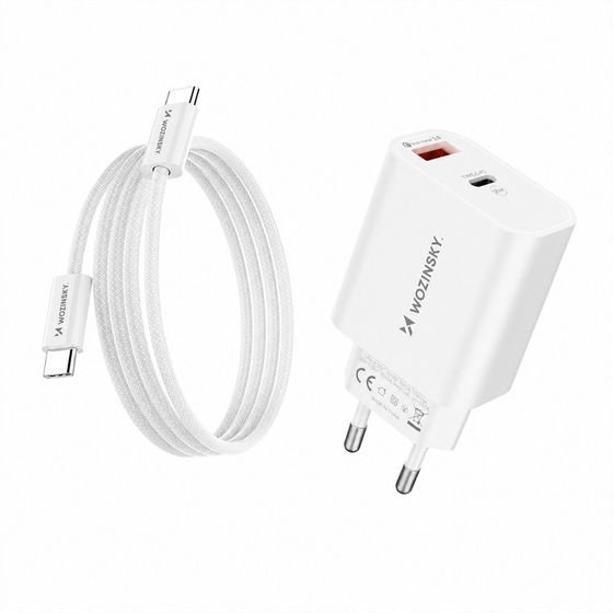 Wozinsky 20W USB-A USB-C Wall Charger With 1m USB-C - USB-C Cable - White 5907769388149 - (WLS-20W)