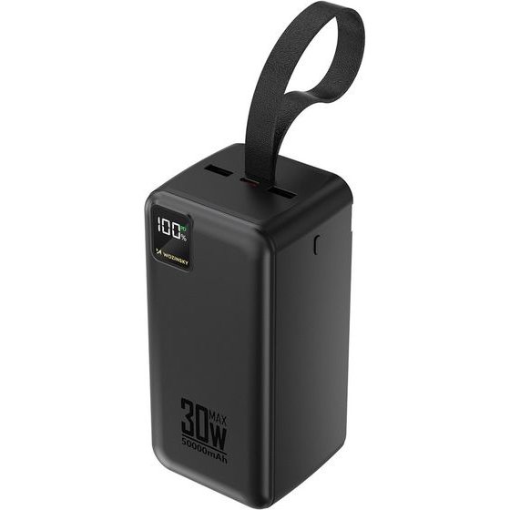 Wozinsky Powerbank W8-B 50000mAh 30W 2xUSB-A And 2xUSB-C And Usb Micro With Flashlight - Black 5907769388132 - (W8-5B)