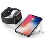All New 2v1 wireless charger, for mobile phone and Apple Watch, white, 5V, 10W, Qi - (N12)