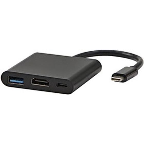 All New USB/Video converter + HUB, DP Alt Mode, USB C M - HDMI F + USB C F (PD) + USB A F, black, box 4K2K@30Hz, USB Power Deliver - (KAU3CK1SPB0W)