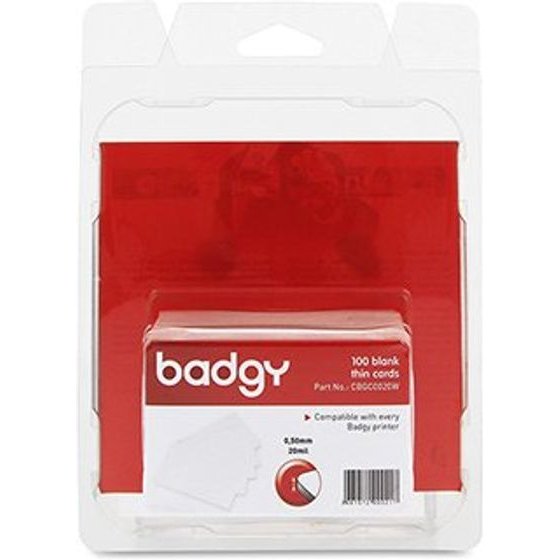 Badgy card for printing, white, 0.50mm, baleno po 100 ks for card printer - (CBGC0020W)