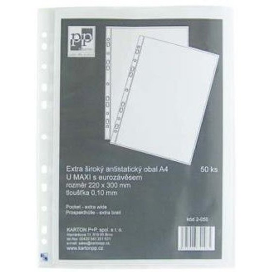 Karton P+P File pocket U maxi, A4, 220 x 300mm, 100mic, matt, 50pcs - (HBE4126059D5)