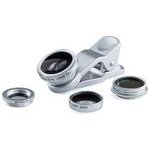 Loukin Lens for mobile phone, with clip, plastic/aluminium, silver, 3in1 - (OFLU003M3P0T)