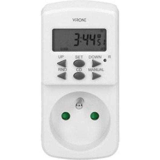 Virone Socket with electronic timer Mini 230V, 50Hz, max. 1800W, white, , timer, 10 programs, 2P+Z - (DT-2)