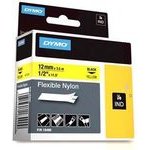 Dymo original tape cassette, , black printing/yellow base., 3.5m, 12mm, RHINO flexible nylon - (18490)