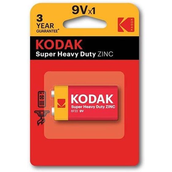 Kodak SUPER HEAVY DUTY One-off zinc-chloride battery 9VA, 1-pack - (KOD-9V)