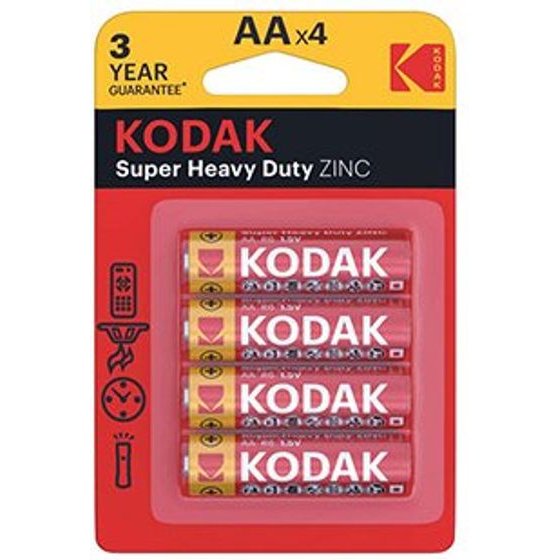 Kodak SUPER HEAVY DUTY One-off zinc-chloride battery AA, 4-pack - (KOD-R6)
