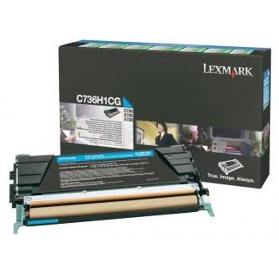 Lexmark original toner cyan, 10000p, high capacity, return - (C736H1CG)