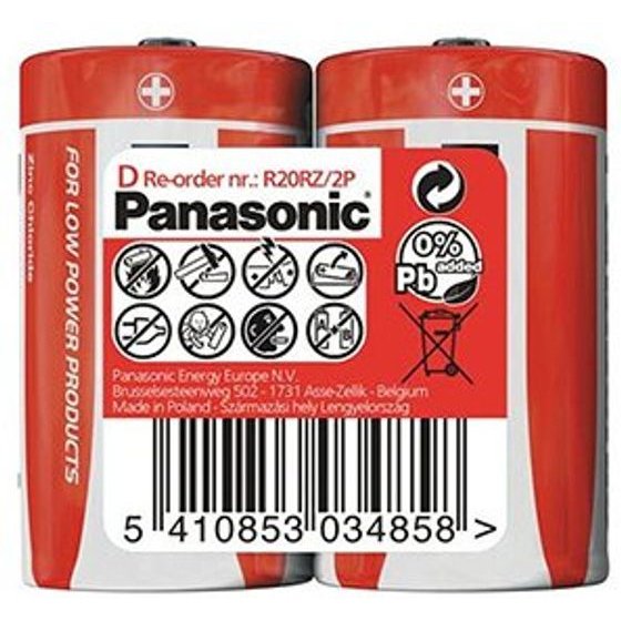 Panasonic One-off zinc and carbon battery D, 2-pack - (AB023PAZ1DF2)