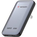 Verbatim , Essentials Slim GaN Charger USB-C1 PD 3.0 , USB-C2 PD 3.0, grey, 65W - (30280)