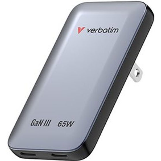 Verbatim , Essentials Slim GaN Charger USB-C1 PD 3.0 , USB-C2 PD 3.0, grey, 65W - (30280)
