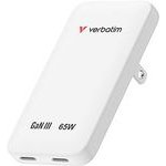 Verbatim , Essentials Slim GaN Charger USB-C1 PD 3.0 , USB-C2 PD 3.0, white, 65W - (30281)